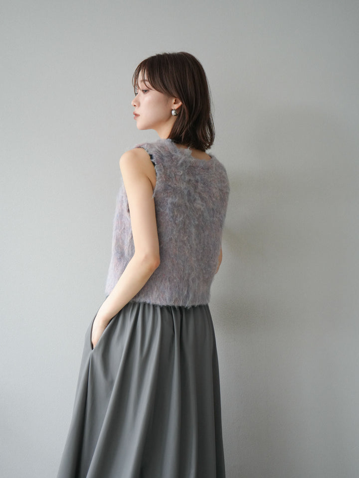 [予約]ミックスシャギーUネックベスト/パープル