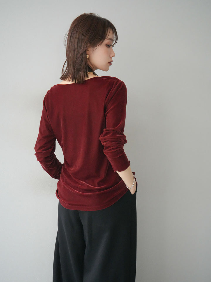[予約]ベロアカーディガン/bordeaux