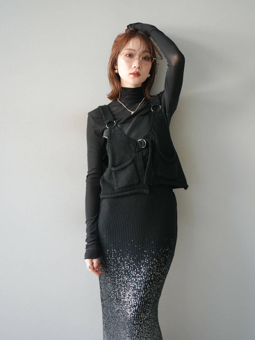 [予約]ニットビスチェ/black