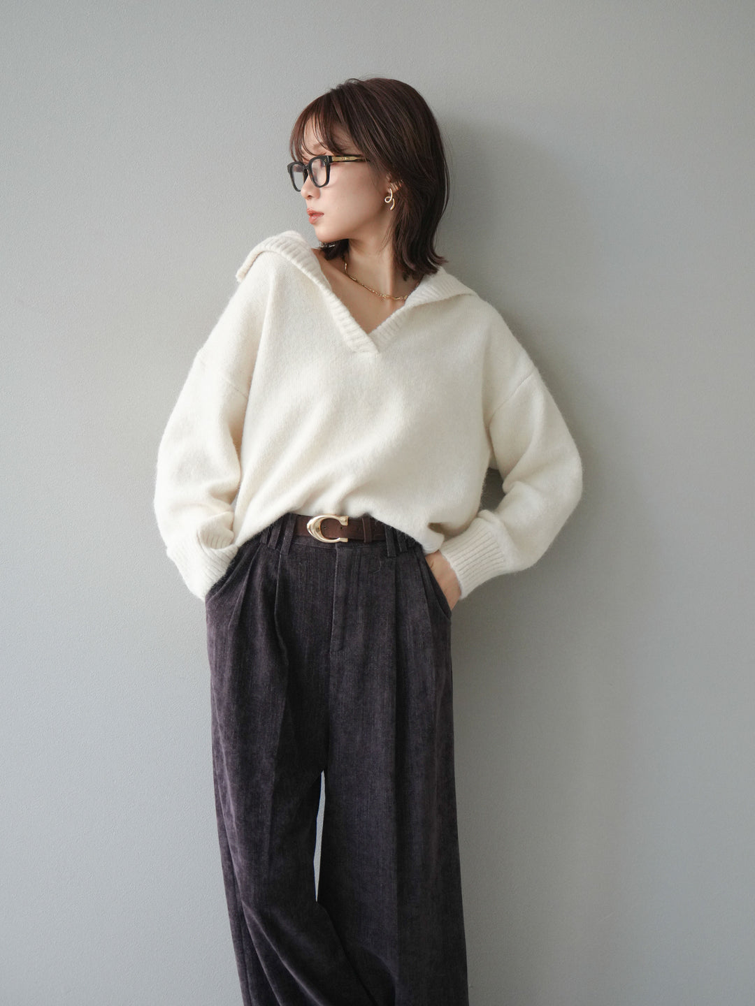 [SET]スキッパーニットプルオーバー+選べるアクセセット(2set)