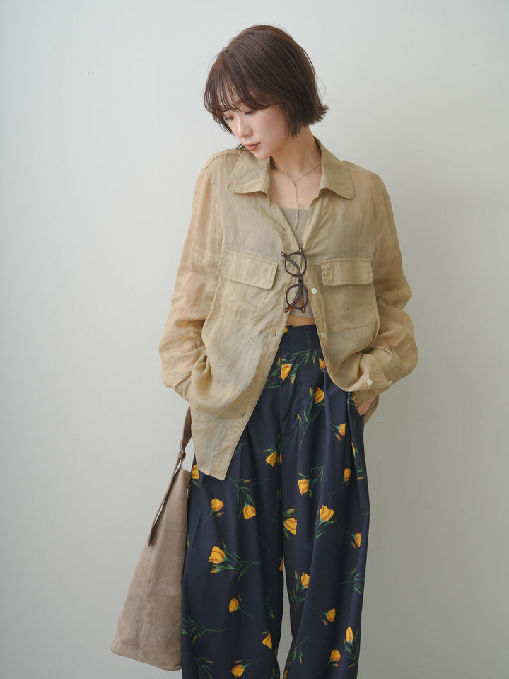 [予約]シアーWポケットオーバーシャツ/beige