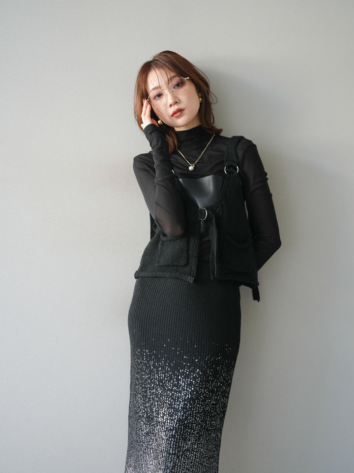 [予約]ニットビスチェ/black