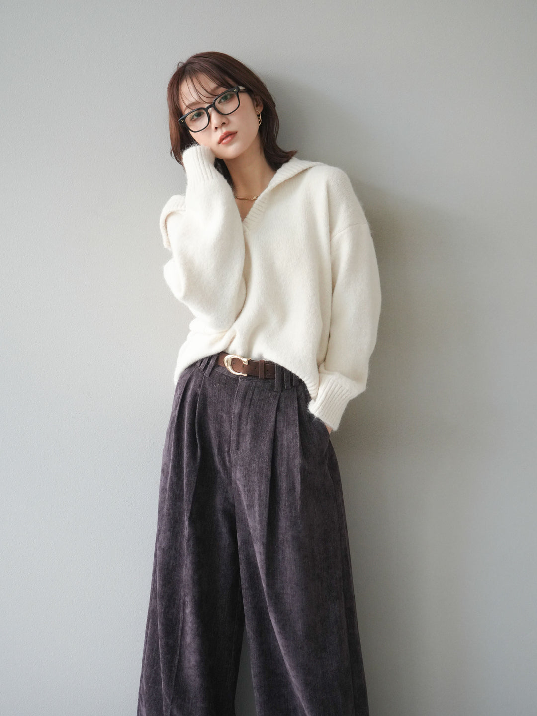 [SET]スキッパーニットプルオーバー+選べるアクセセット(2set)