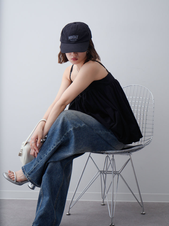 [予約]バックル付バルーンキャミトップス/black