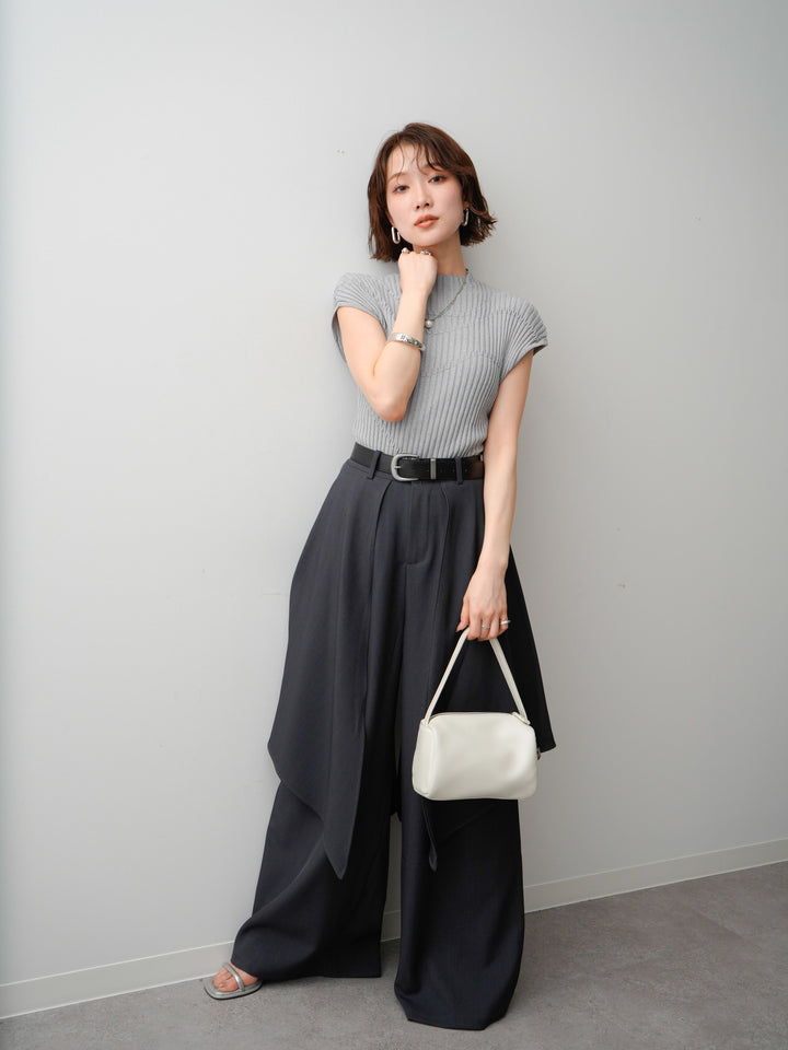 【套裝】Mode Line 羅紋法式針織上衣 + Mode Line 羅紋法式針織上衣（兩件套）