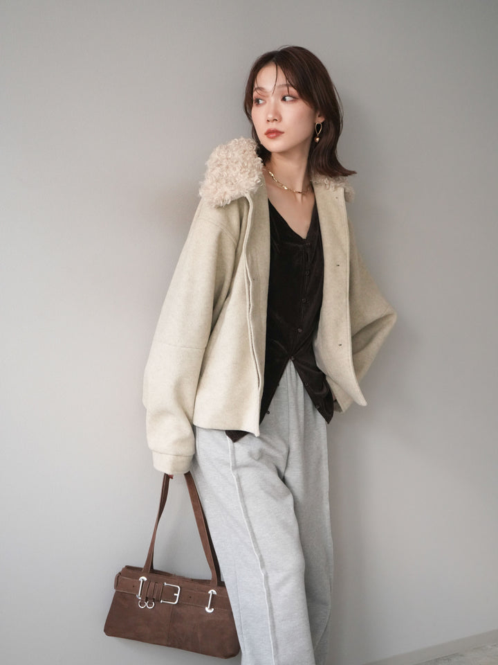 [予約]ロービングボアえりブルゾン/ivory