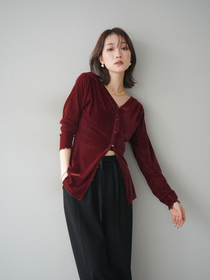 [予約]ベロアカーディガン/bordeaux