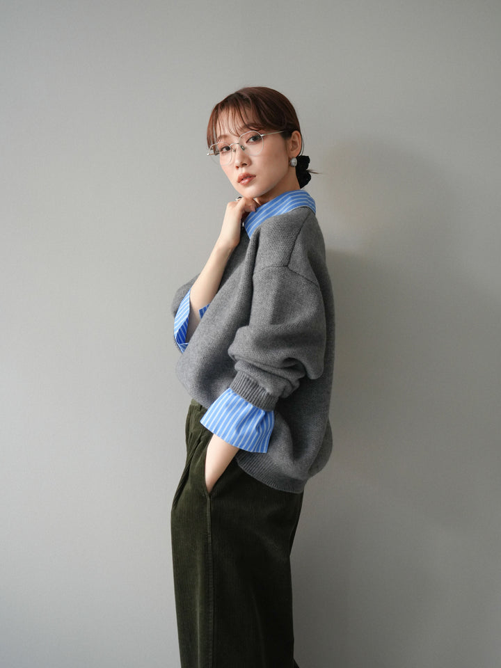 [予約]2WAY襟ニットプルオーバー/gray