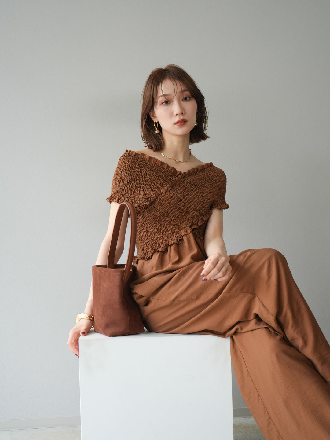 [SET]シャーリングクロスサロペット+シャーリングクロスサロペット(2set)