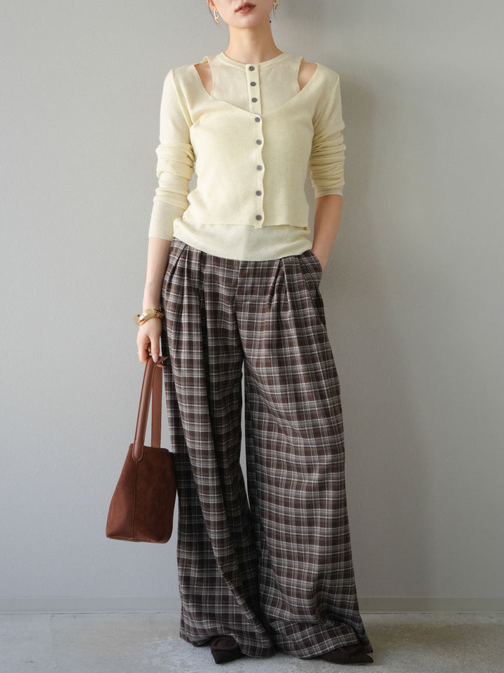 [予約]レイヤードデザインニットカーディガン/アイボリー