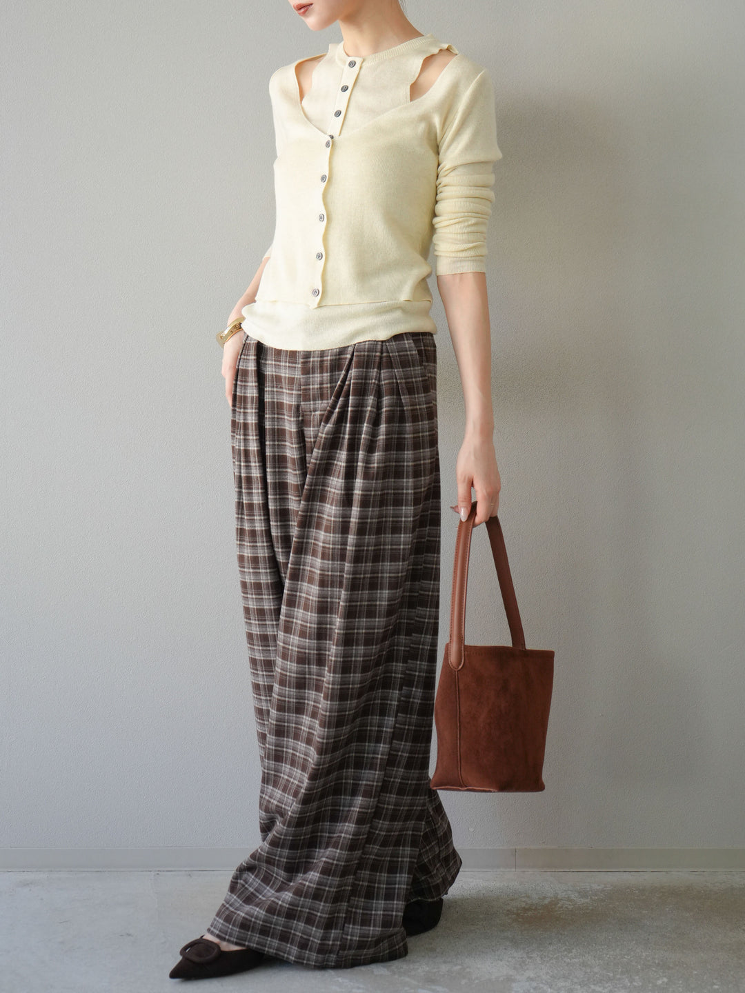 [予約]レイヤードデザインニットカーディガン/アイボリー