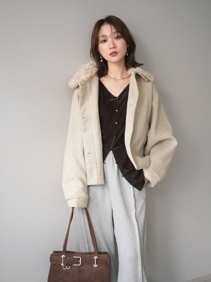 [予約]ロービングボアえりブルゾン/ivory