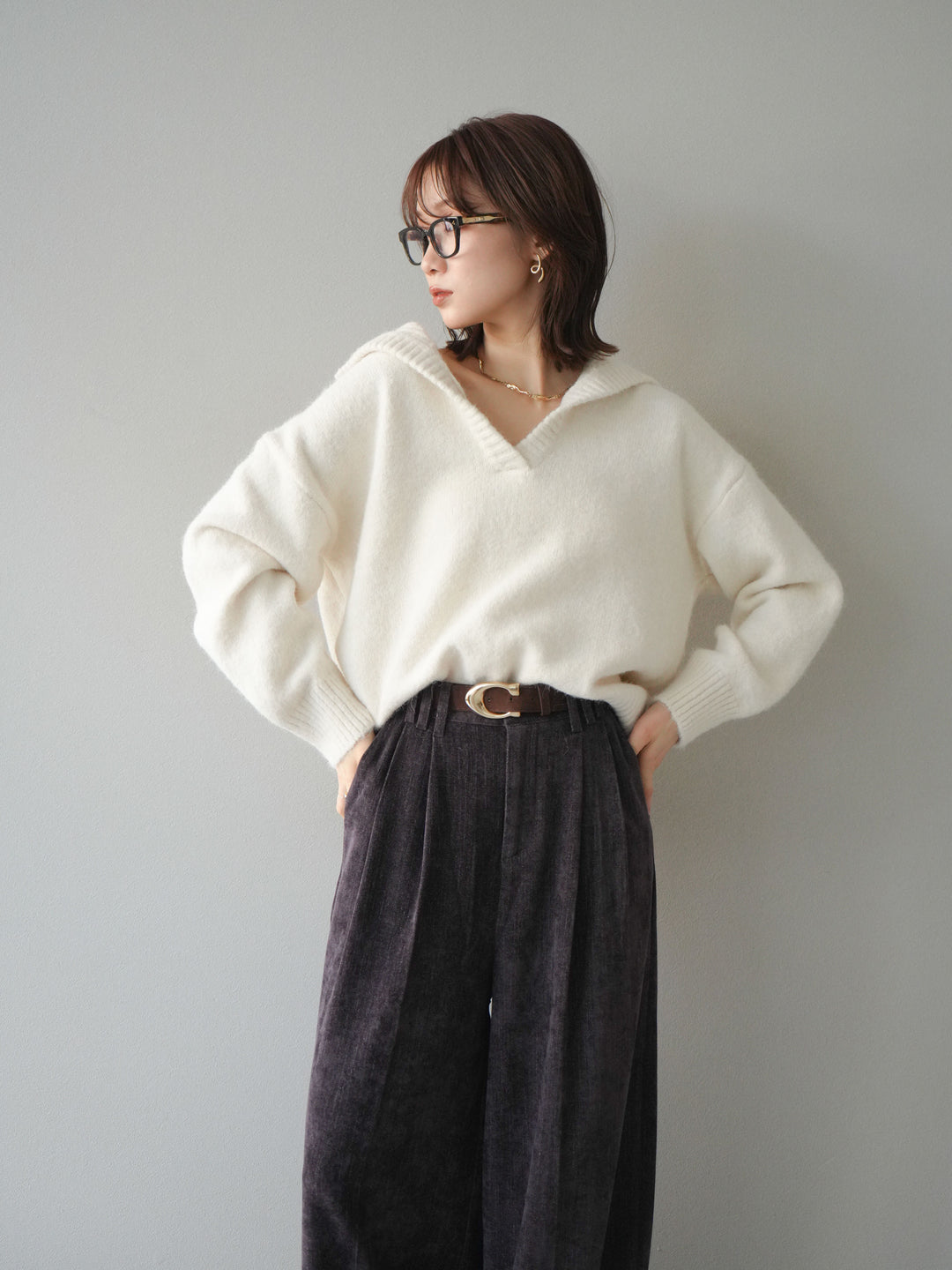 [SET]スキッパーニットプルオーバー+選べるアクセセット(2set)