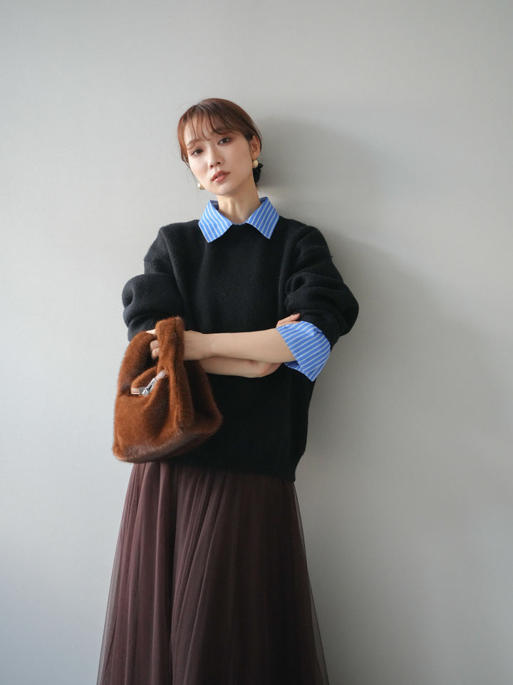 [予約]2WAY襟ニットプルオーバー/black