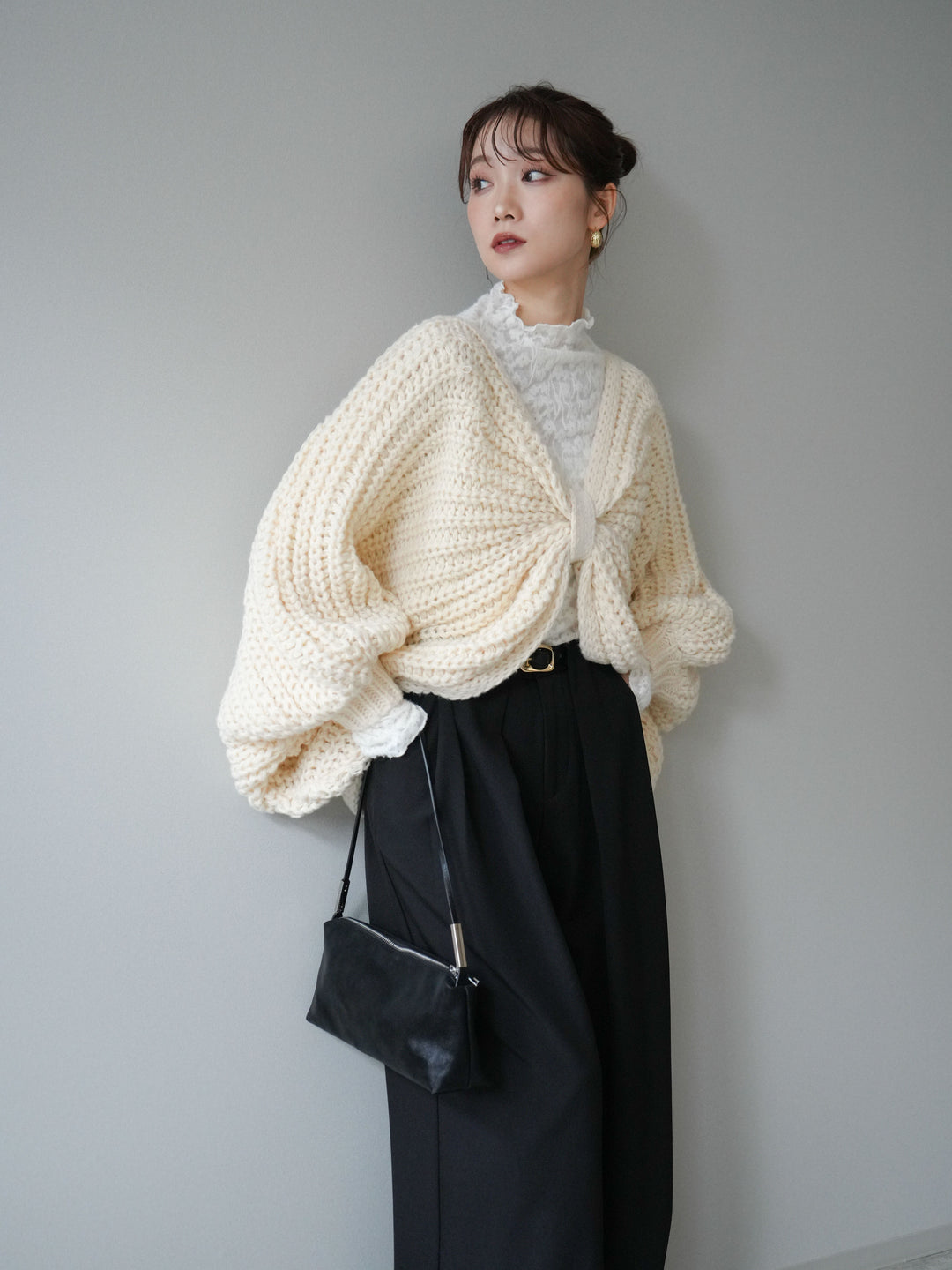 [SET]ローゲージ畦編みドルマンニットボレロ+選べるアクセセット(2set)