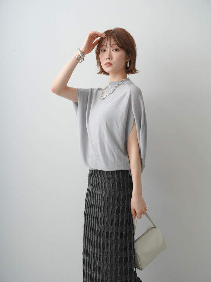[SET]ボトルネックドロップショルダーニットトップス+選べるアクセセット(2set)