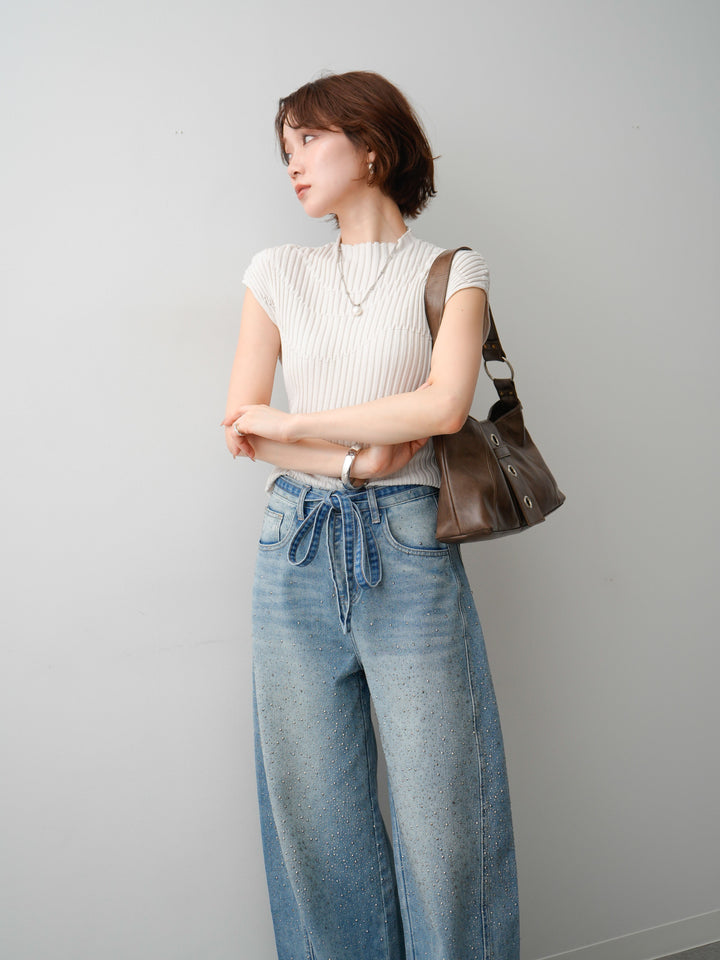 【套裝】Mode Line 羅紋法式針織上衣 + Mode Line 羅紋法式針織上衣（兩件套）