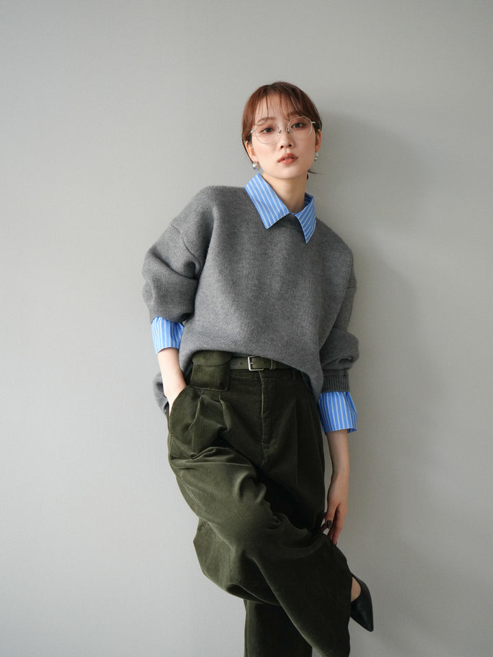 [予約]2WAY襟ニットプルオーバー/gray