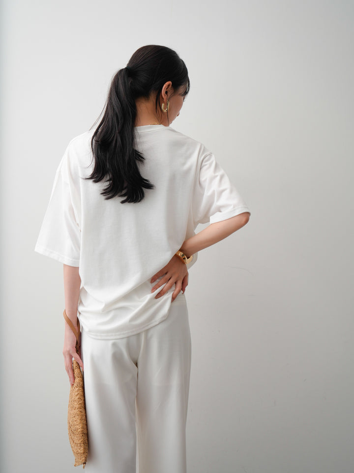 [SET]フォトプリントロゴTEE+アシンメトリーベルトタックワイドパンツ(2set)