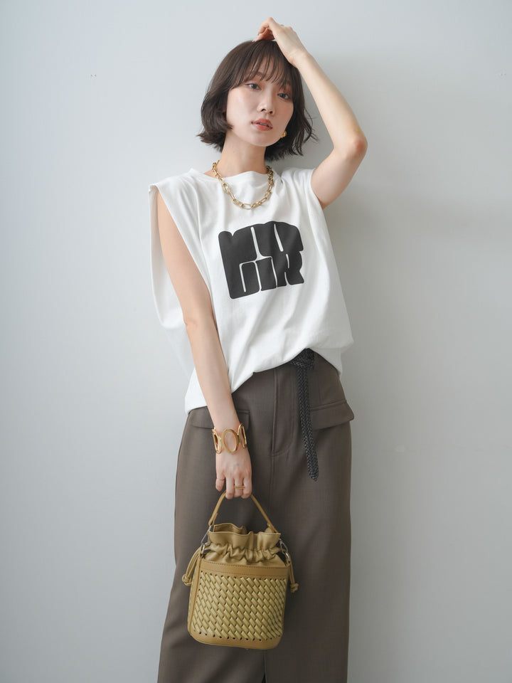 [予約]ショルダータックノースリーブオーバーTEE/off