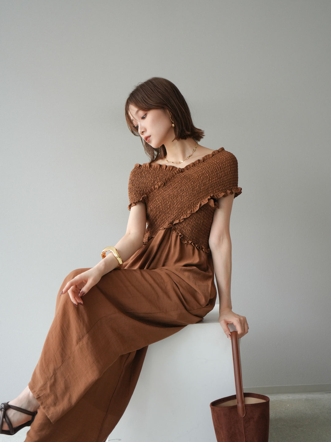 [SET]シャーリングクロスサロペット+シャーリングクロスサロペット(2set)