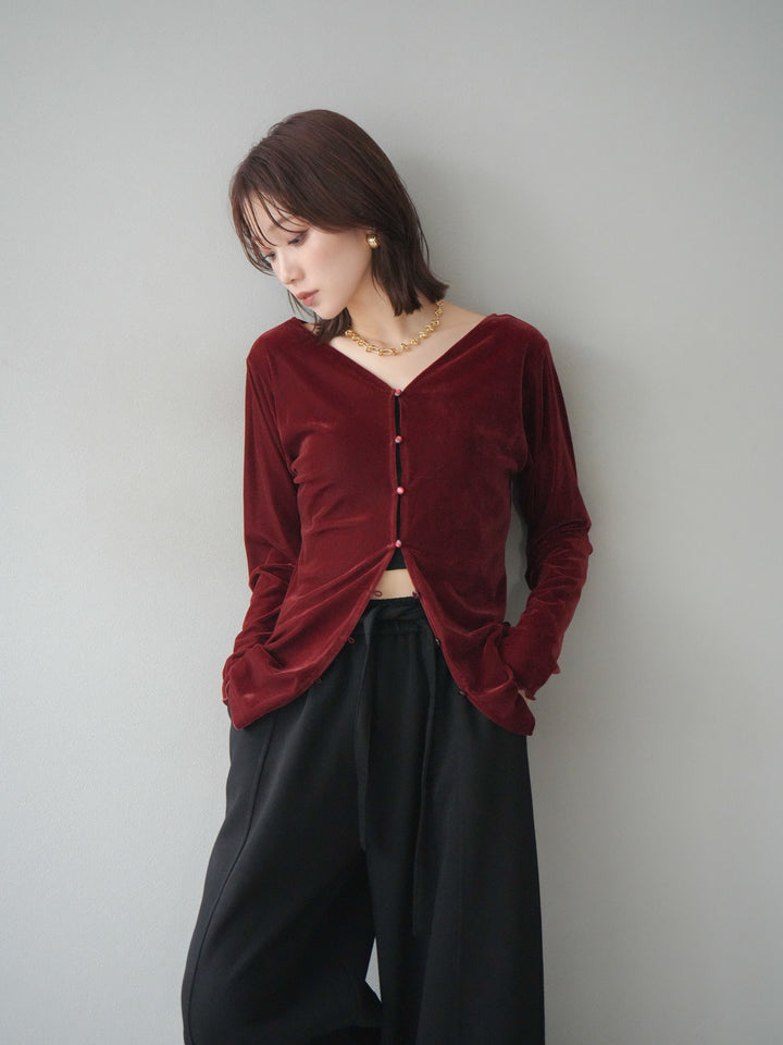[予約]ベロアカーディガン/bordeaux