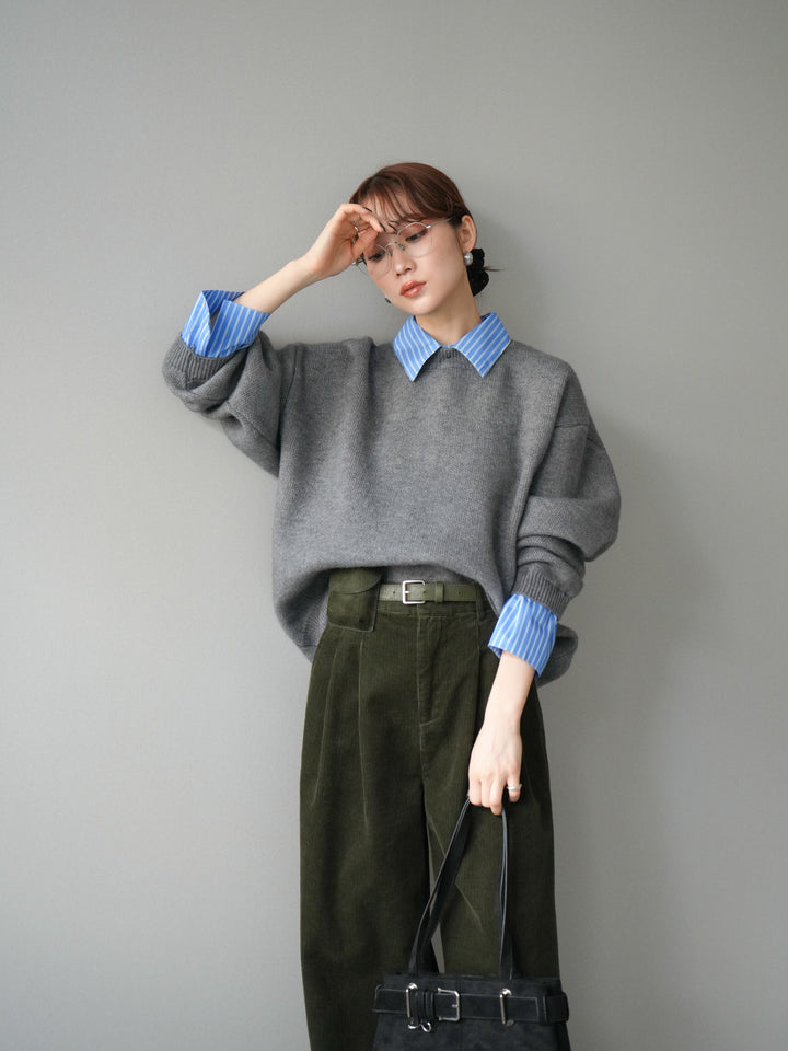 [予約]2WAY襟ニットプルオーバー/gray