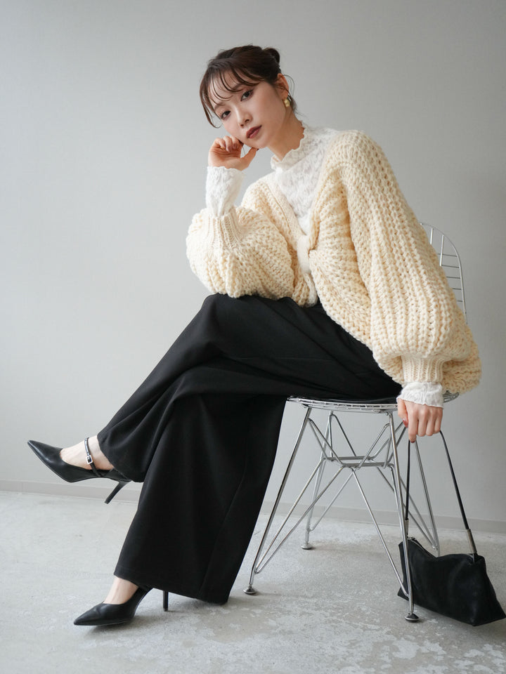 [SET]ローゲージ畦編みドルマンニットボレロ+選べるアクセセット(2set)