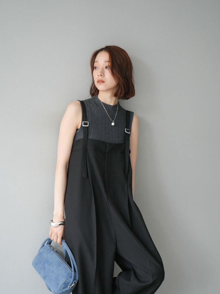 [予約]スリーブレスランダムリブニットトップス/グレー