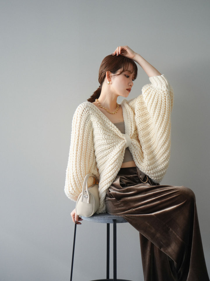 [SET]ローゲージ畦編みドルマンニットボレロ+選べるアクセセット(2set)