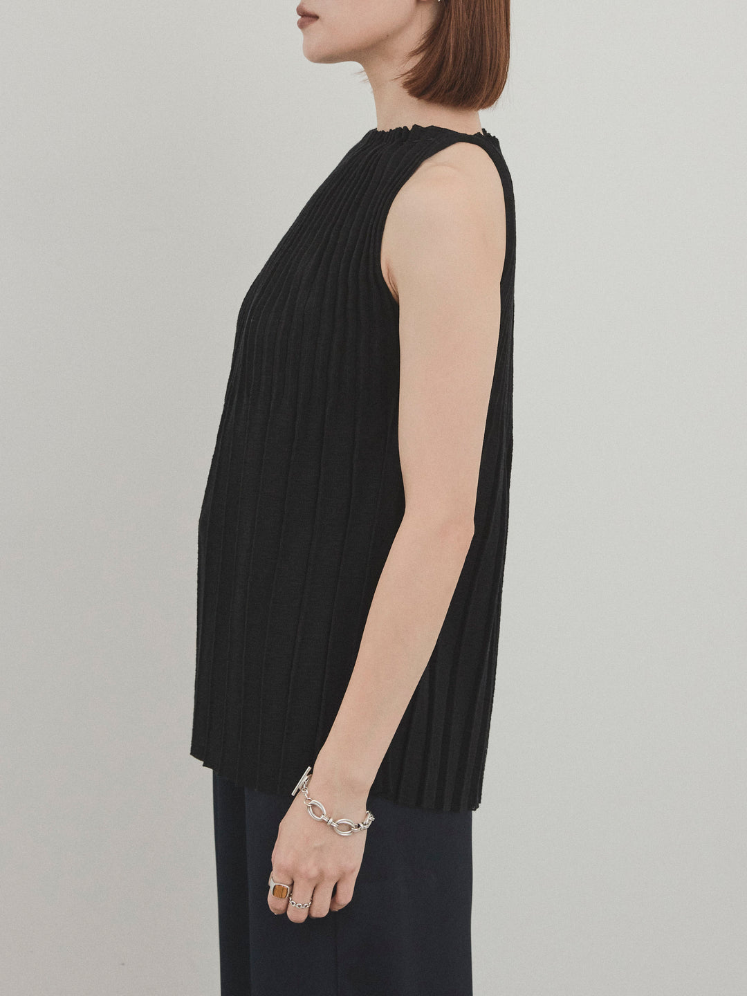 [予約]プリーツニットキャミソール/ブラック