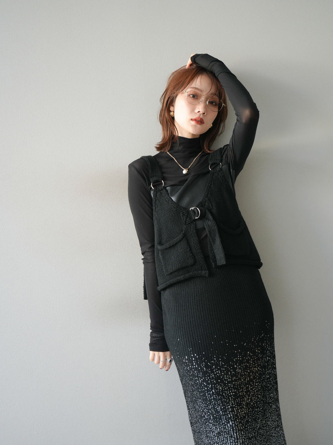 [予約]ニットビスチェ/black