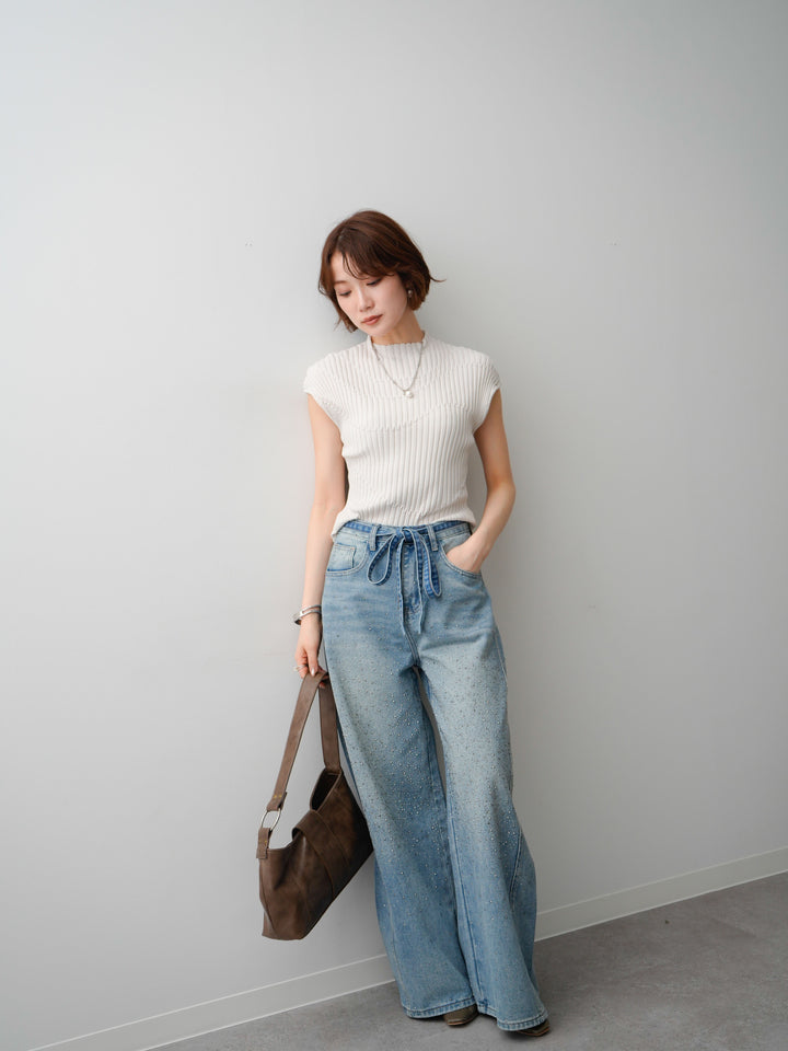 【套裝】Mode Line 羅紋法式針織上衣 + Mode Line 羅紋法式針織上衣（兩件套）