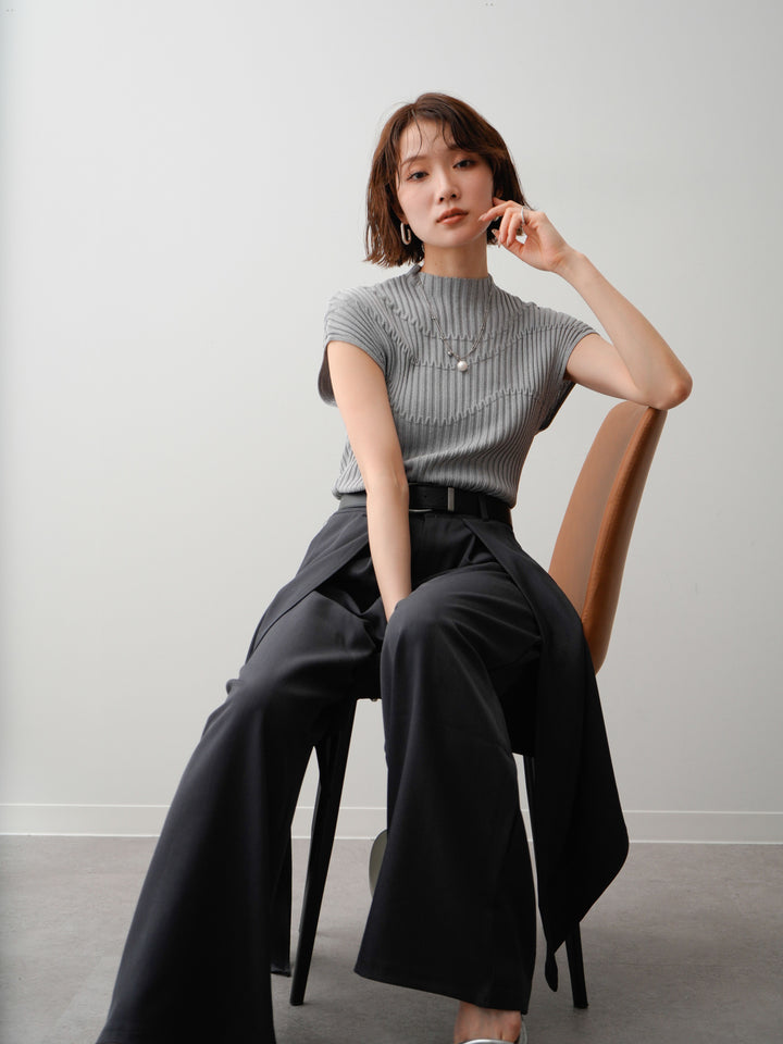 【套裝】Mode Line 羅紋法式針織上衣 + Mode Line 羅紋法式針織上衣（兩件套）