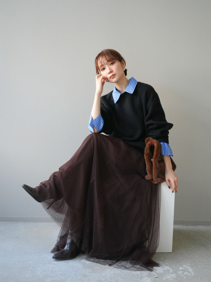 [予約]2WAY襟ニットプルオーバー/black