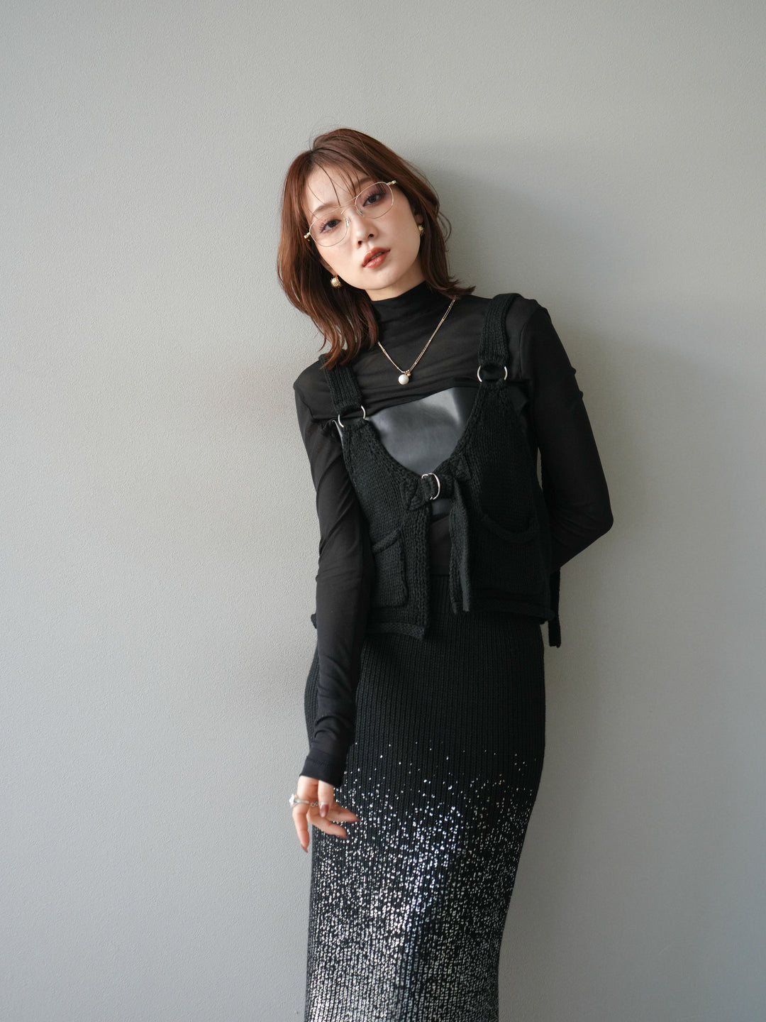 [予約]ニットビスチェ/black