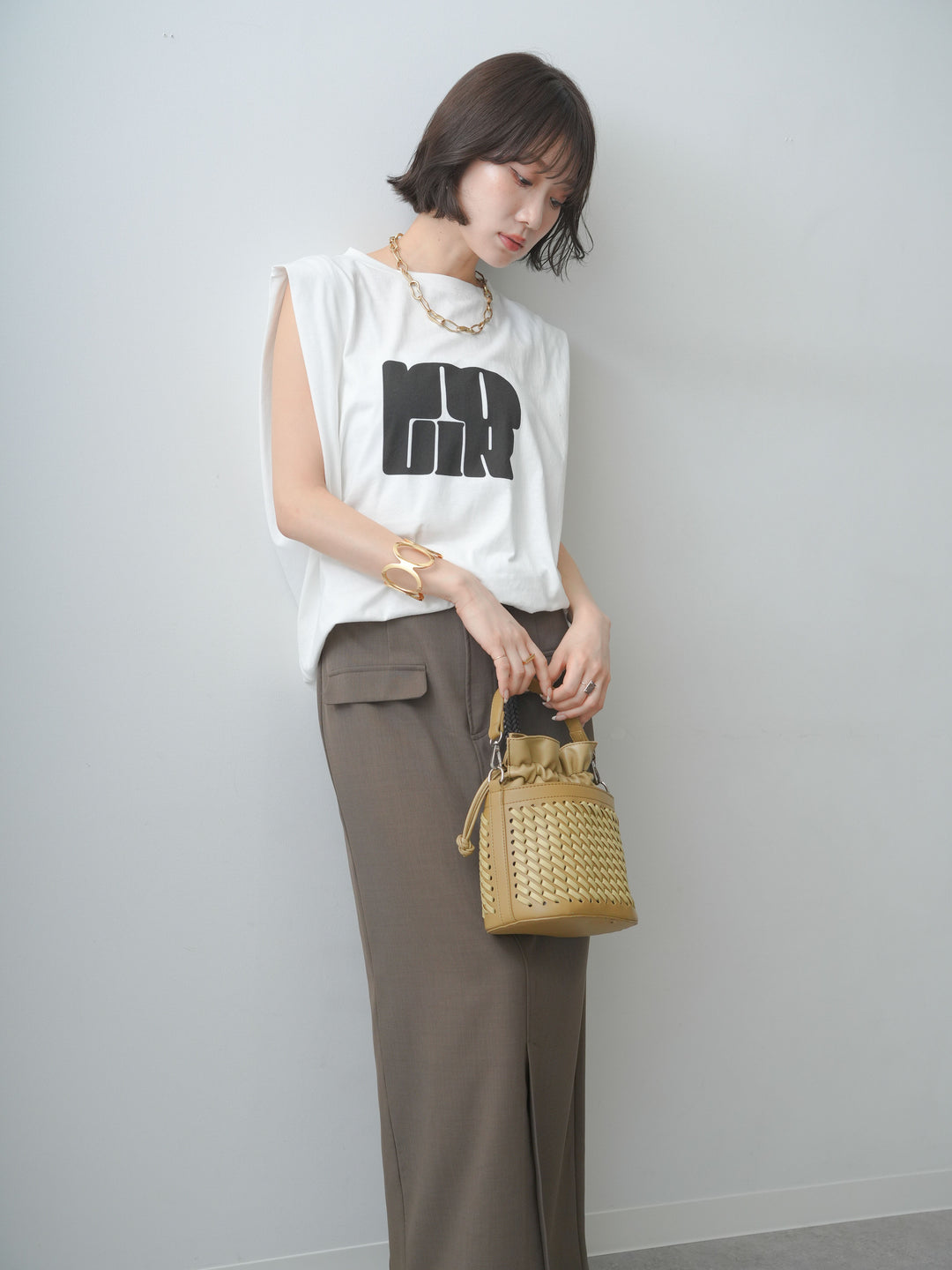 [先行販売！]ショルダータックノースリーブオーバーTEE+ショルダータックノースリーブオーバーTEE(2set)