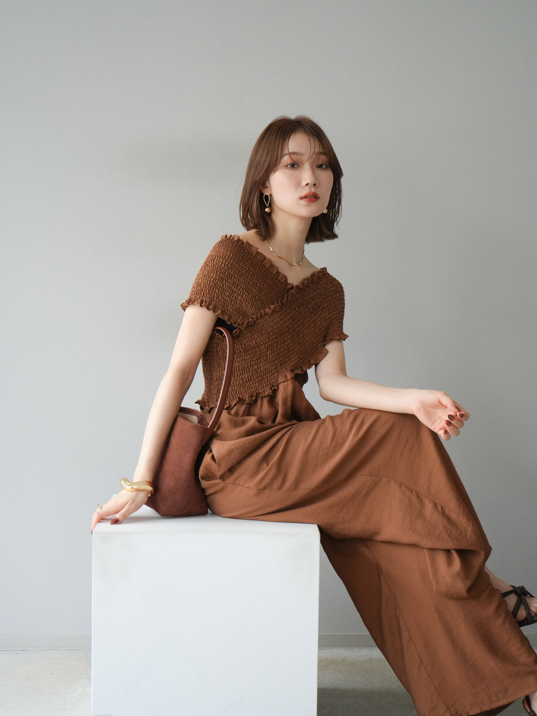 [SET]シャーリングクロスサロペット+シャーリングクロスサロペット(2set)