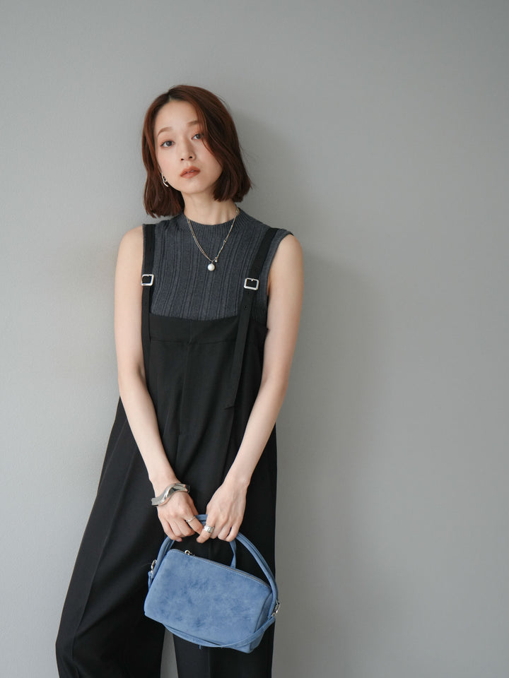 [予約]スリーブレスランダムリブニットトップス/グレー