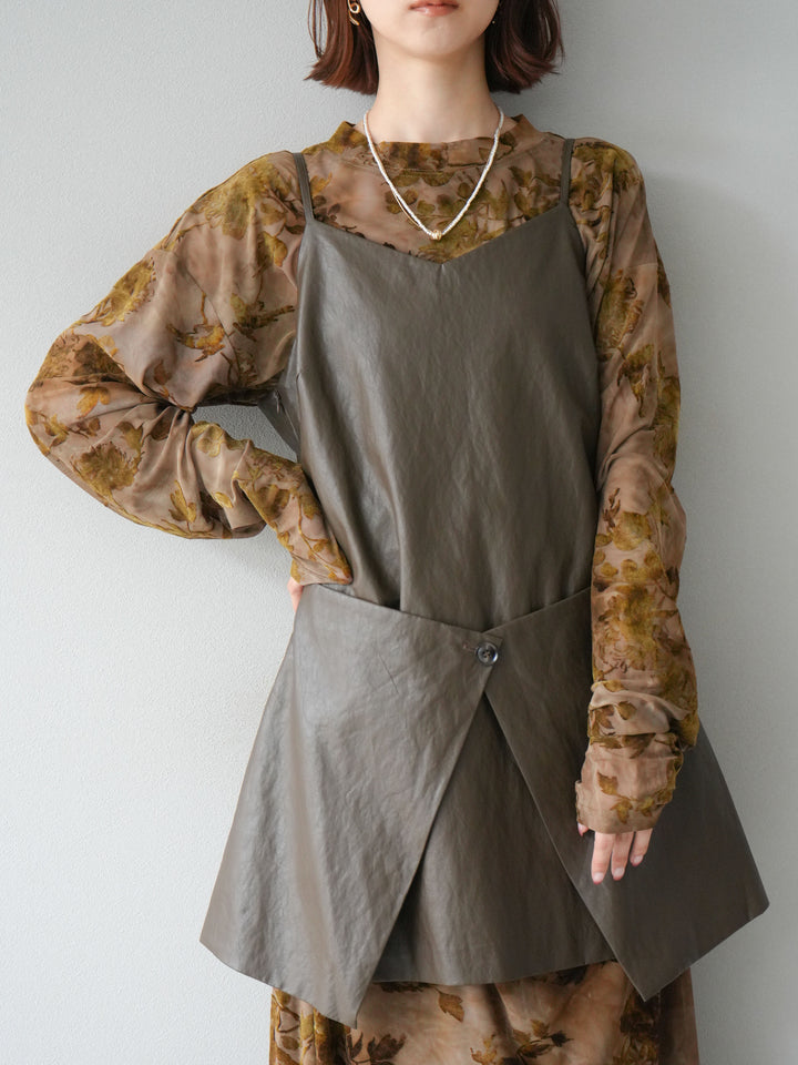 [予約]レイヤードレザーキャミソールチュニック/ブラウン