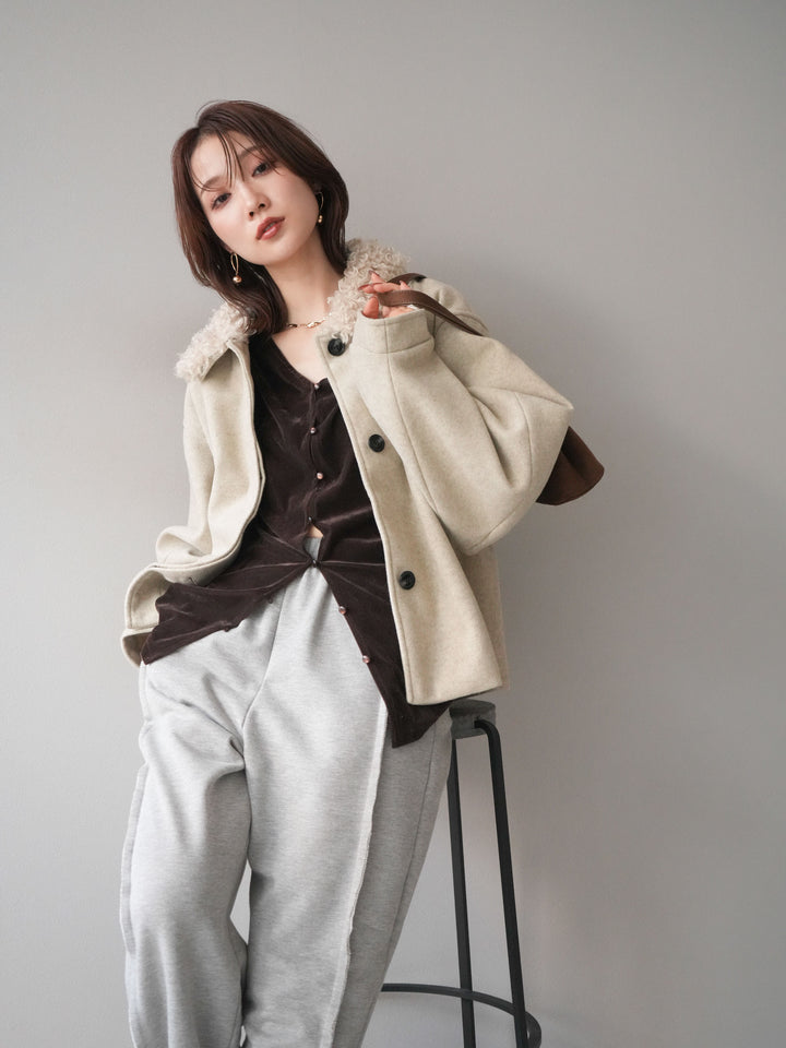 [予約]ロービングボアえりブルゾン/ivory