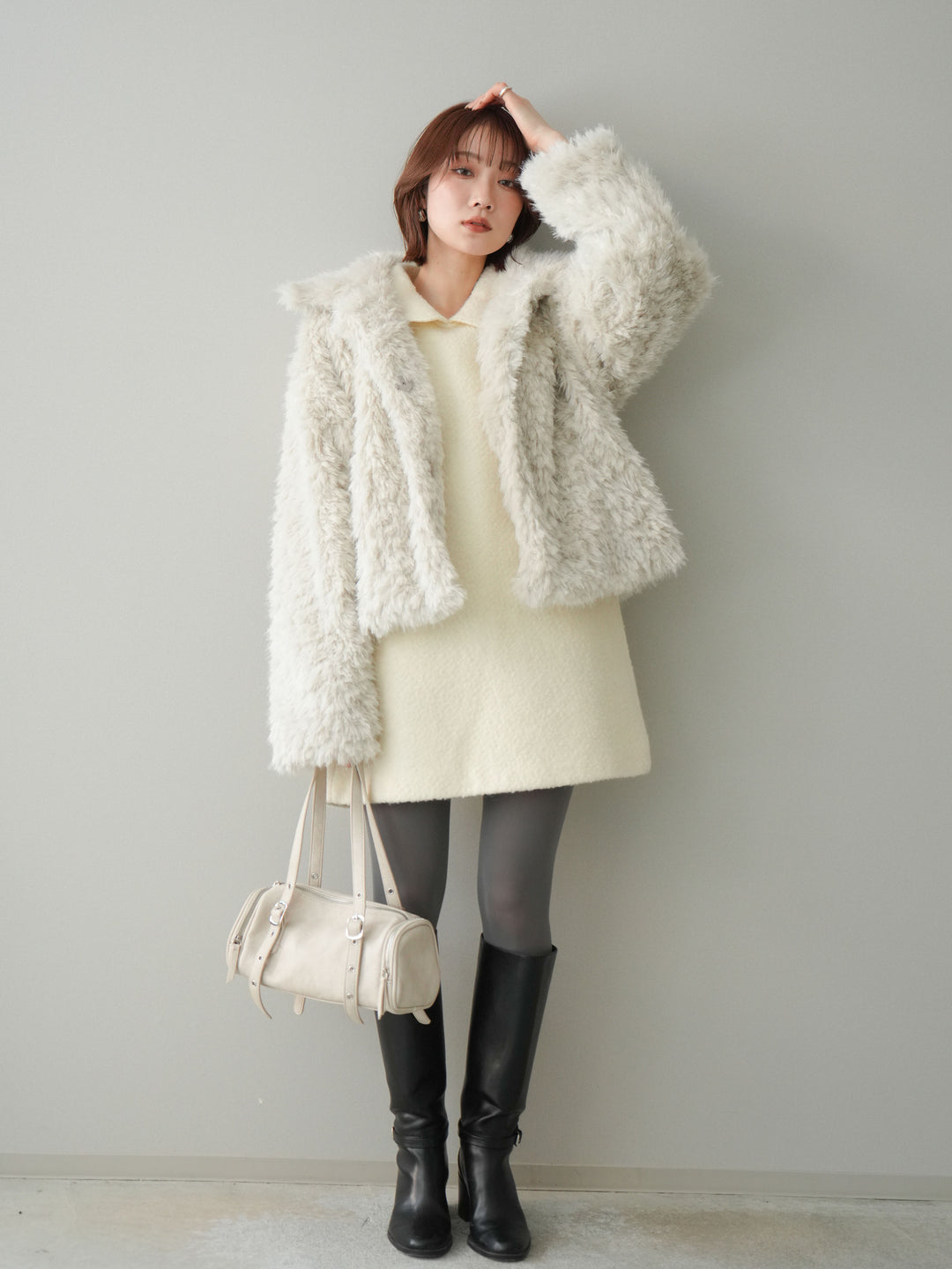 [SET]襟付きブークレミニワンピース+選べるアクセセット(2set)