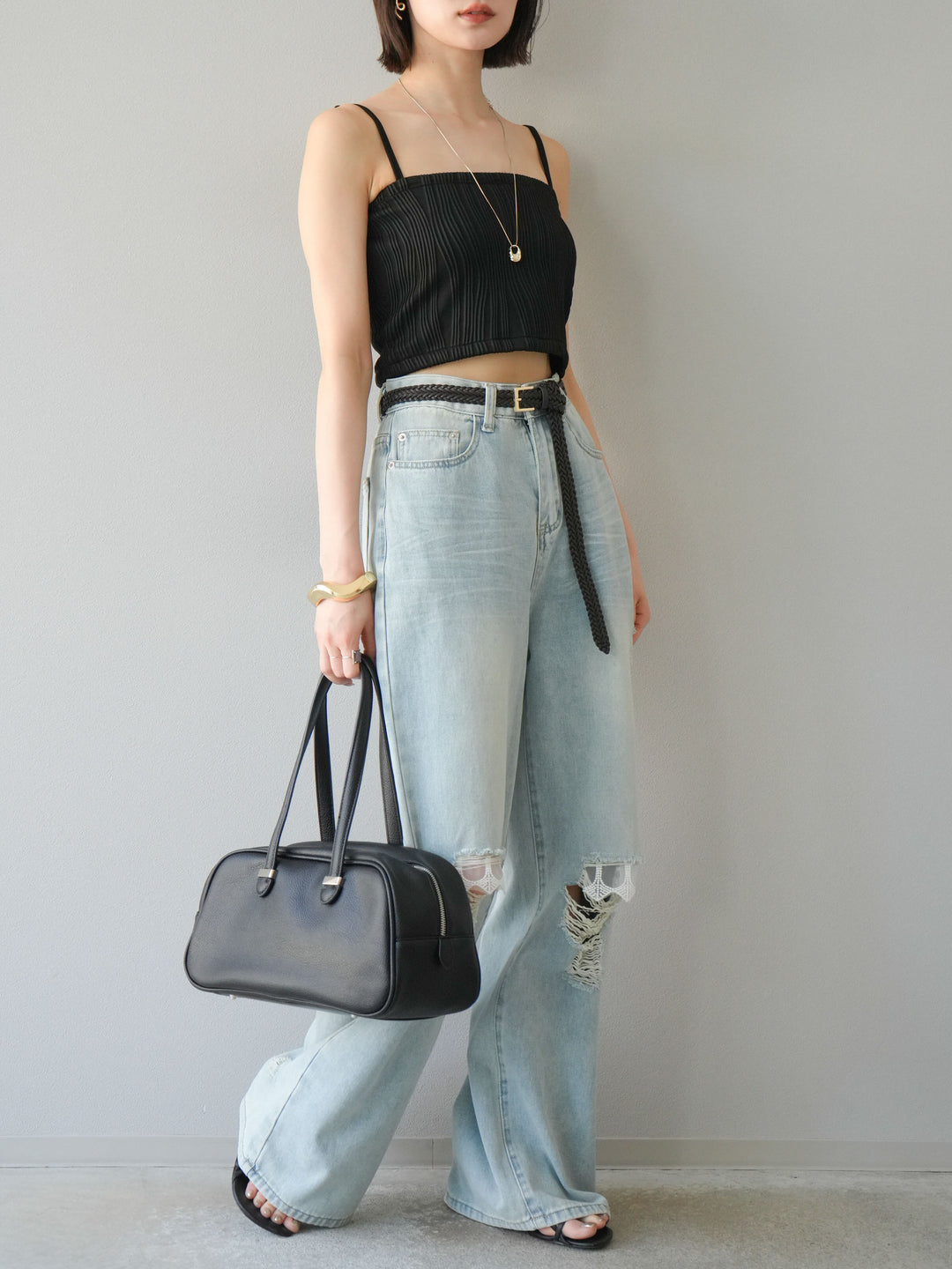 [SET]ウェーブパイピングカップ付ベアキャミソール+ウェーブパイピングカップ付ベアキャミソール(2set)