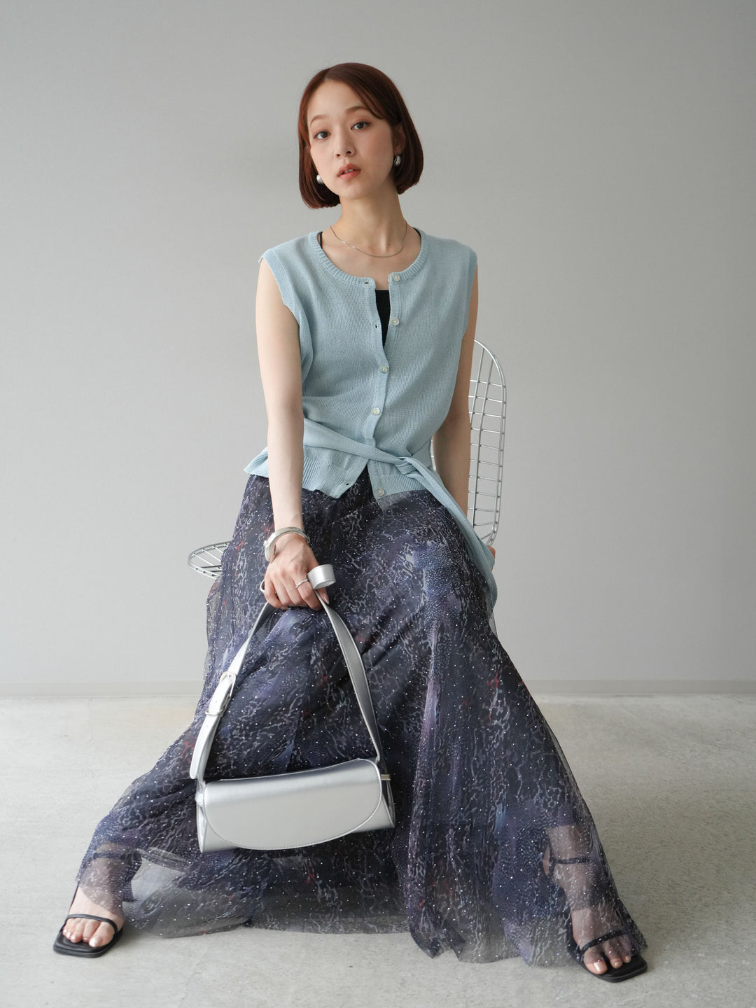 [予約]ウエストベルトニットベスト/ブルー