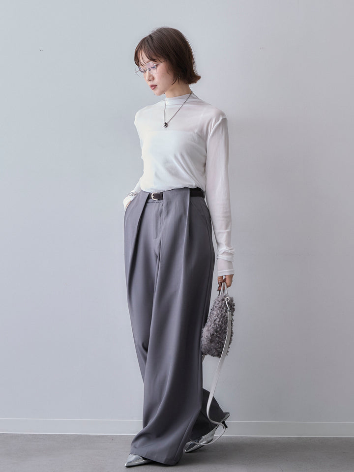 [予約]メッシュボトルネックトップス/offwhite