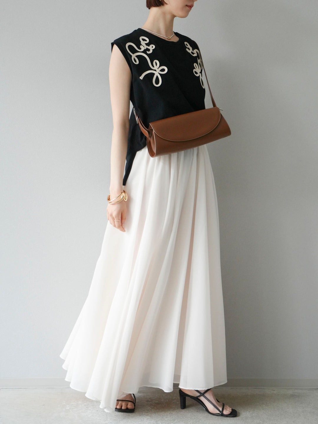 [予約]シフォンフレアスカート/アイボリー