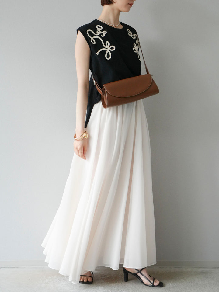 [予約]シフォンフレアスカート/アイボリー