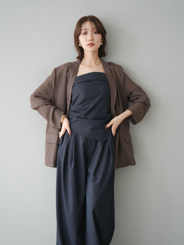 [預購] 金色紐扣透視夾克/棕色