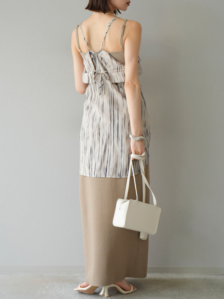 [予約]レーヨンポリIラインニットスカート/ベージュ