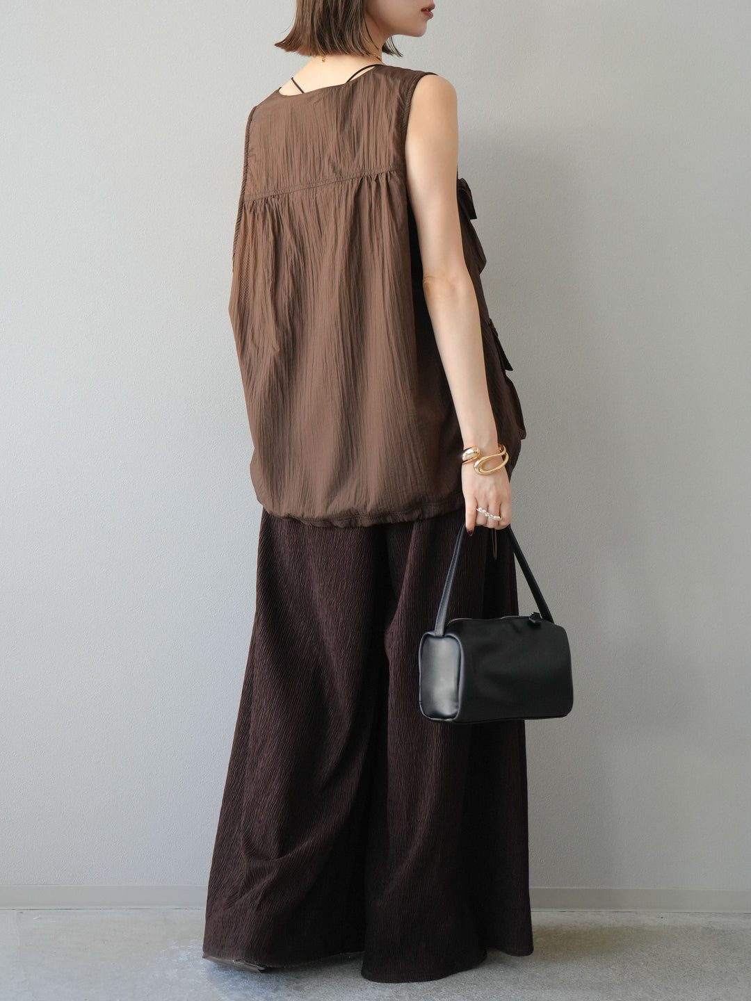 [予約]楊柳バギーパンツ/ブラウン